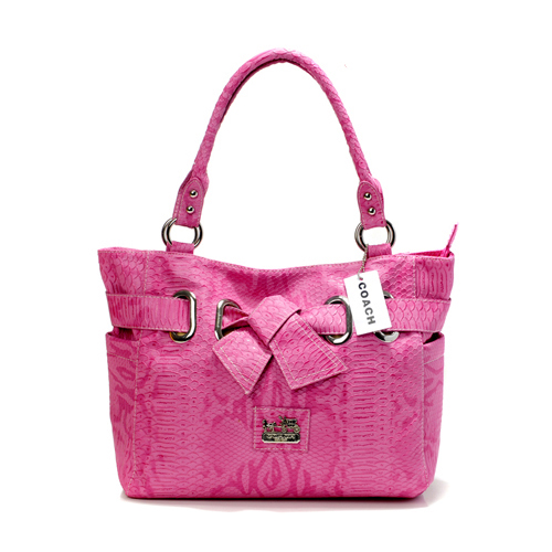 Coach Embossed Bowknot Signature Medium Pink Totes DDT | Women - Click Image to Close